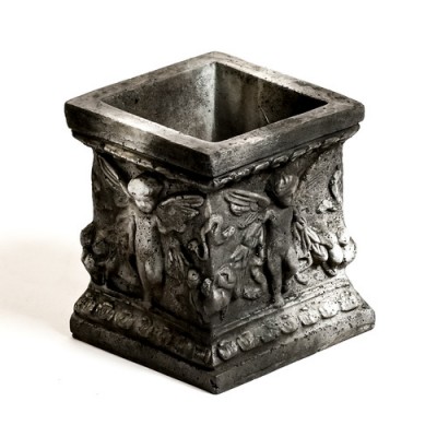 Square Patio Planter 8in. High Fiber Stone Indoor/Outdoor Statuary -  - FS6891