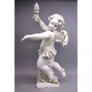 Rococo Angel Torch - Left 43in. - Lightweight Fiberglass Resin - Outdoor Statue