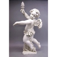 Rococo Angel Torch - Left 43in. - Lightweight Fiberglass Resin - Outdoor Statue