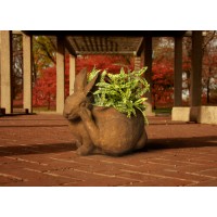 Bunny Pot Scratching - Fiberglass Resin - Indoor/Outdoor