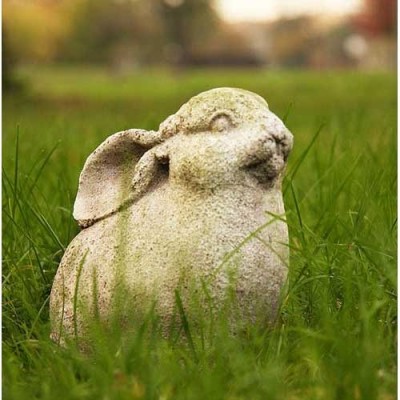 Rabbit Friend 8 In. Fiber Stone Resin Indoor/Outdoor Statue/Sculpture -  - FS7729