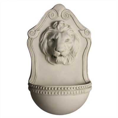 Aged Lion Wall Fountain 23in. Fiberglass Outdoor Wall Mount Statue -  - F9072