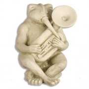 Frog Singing Jazz - Tuba 14in. - Fiberglass Resin - Outdoor Statue
