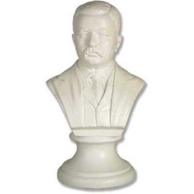 Roosevelt Bust 12 In. Fiberglass Indoor/Outdoor Garden Statue -  - F7638-WH