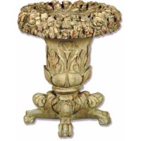 Footed & Flowered Patio Urn - Fiberglass Resin - Indoor/Outdoor