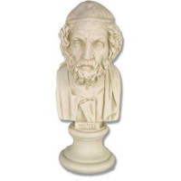 Homer Bust On Small Riser Pedestal Base - Fiberglass Resin - Statue