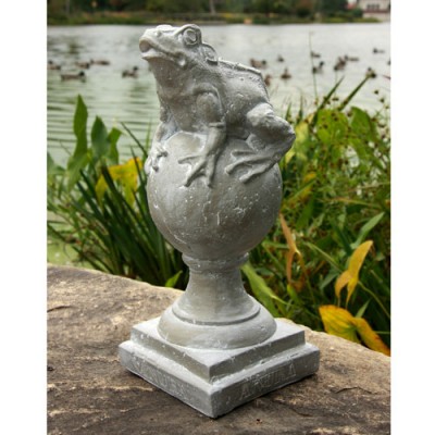 Frog On Finial - Fiber Stone Resin - Indoor/Outdoor Statue/Sculpture -  - FS8637