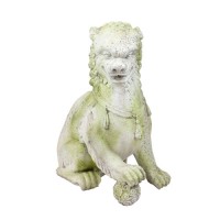 Oriental Foo Dog for Frontdoor / Porch Steps w/Right Paw Up 35in. High - Fiberglass - Statue