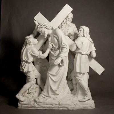Jesus & Simon The Cyrene Station 5 - Fiberglass - Statue -  - F7454
