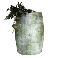 Whiskey Barrel Planter Fiber Stone Indoor/Outdoor Garden / Patio Statue