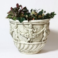 Cherub & Garland urn - Fiberglass Resin Indoor/Outdoor Garden / Patio Statue