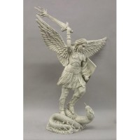 St. Michael w/Sword Fire 38in. - Lightweight Fiberglass Resin - Outdoor Statue