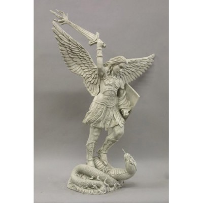 St. Michael w/Sword Fire 38in. - Fiberglass - Outdoor Statue -  - F6817