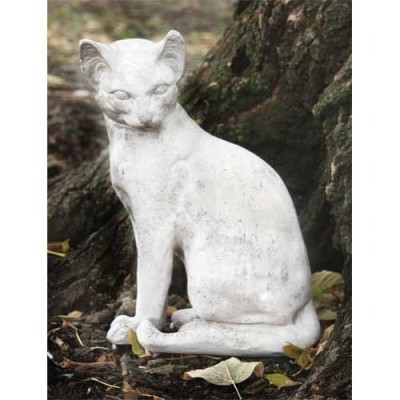Cat Waiting 13in. Fiberglass Indoor/Outdoor Garden -  - F8320