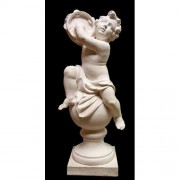 Cherub On Finial Tambourine Fiberglass Resin Indoor/Outdoor Statue