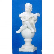 Cherub On Finial Mandolin 39 Fiberglass Resin Indoor/Outdoor Garden Statue