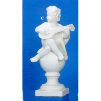 Cherub On Finial Mandolin 39 Fiberglass Resin Indoor/Outdoor Garden Statue