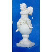 Cherub On Finial Cymbals - Fiberglass Resin - Indoor/Outdoor Statue