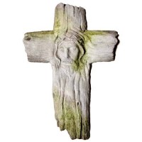 Christs Face On Wooden Cross Fiberglass Resin Indoor/Outdoor Statue