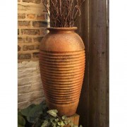 Mediterranean Urn 24in. Fiberglass Resin Indoor/Outdoor Garden / Patio Statue