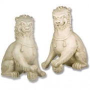 Oriental Foo Dog for Frontdoor / Porch Steps Set - 35 Inch Fiberglass Resin Indoor/Outdoor Statue