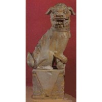 Oriental Foo Dog for Frontdoor / Porch Steps Xing Right 22in. - Fiberglass Resin - Outdoor Statue