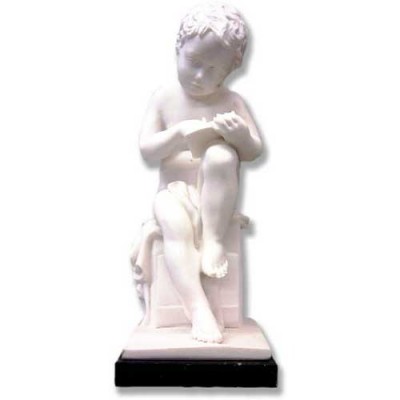 Writing Putto Small - Carrara Marble Indoor/Outdoor Garden Statue -  - 220924