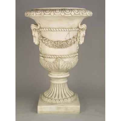 Ram And Garland Urn 31in. Fiberglass Indoor/Outdoor Statue -  - F34004