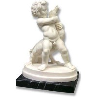 Child w/Goose 7.5in. High - Carrara Marble Indoor Statue