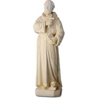 Saint Francis Holding Cross 38in. Lightweight Fiberglass Resin In/Outdoor Statue