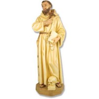 St Francis (Skull & Cross) 63in. - Lightweight Fiberglass Resin - Outdoor Statue