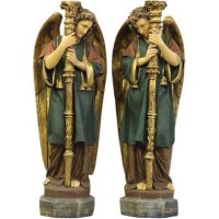Majestic Guardian Set 52in. High - Lightweight Fiberglass Resin - Outdoor Statue