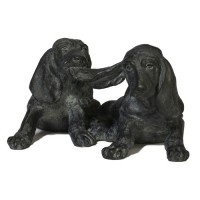 Two Playful Hounds Fiberglass Resin Indoor/Outdoor Garden Statue