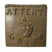 Beware Of Cat Plaque Fiberglass Resin Indoor/Outdoor Garden Statue