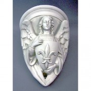 Angel With Fleur - De - Lis Shield - Lightweight Fiberglass Resin - Statue