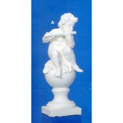 Cherub On Finial Flute Fiberglass Resin Indoor/Outdoor Garden Statue