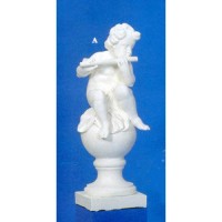 Cherub On Finial Flute Fiberglass Resin Indoor/Outdoor Garden Statue