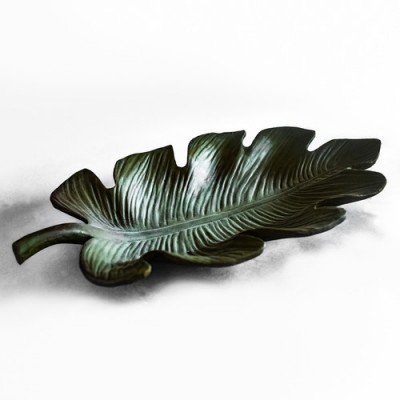 Palm Leaf Plate Fiber Stone Resin Indoor/Outdoor Statue/Sculpture -  - FS9135