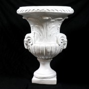 Ram Head Patio Urn (2 Sides) 29in. High - Fiberglass Resin - Outdoor
