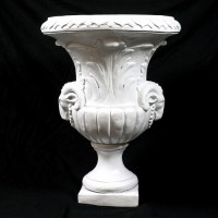 Ram Head Patio Urn (2 Sides) 29in. High - Fiberglass Resin - Outdoor