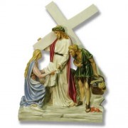 Jesus Meets Veronica Station # 6 - Lightweight Fiberglass Resin - Outdoor Statue