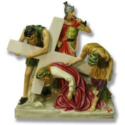 Jesus Falls The 1st Time Station 3 - Fiberglass - Statue - - F7743RLC Jesus Falls The 1st Time Station 3 - Fiberglass - Statue - - F7743RLC