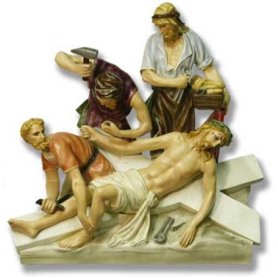 Jesus Is Nailed To Cross Station # 11 - Fiberglass - Statue - - F7751RLC Jesus Is Nailed To Cross Station # 11 - Fiberglass - Statue - - F7751RLC