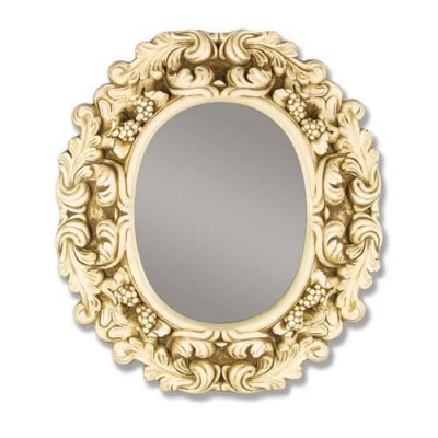 Carved Thick Mirror Small 26in. Fiberglass Outdoor Wall Mount Statue -  - F7483