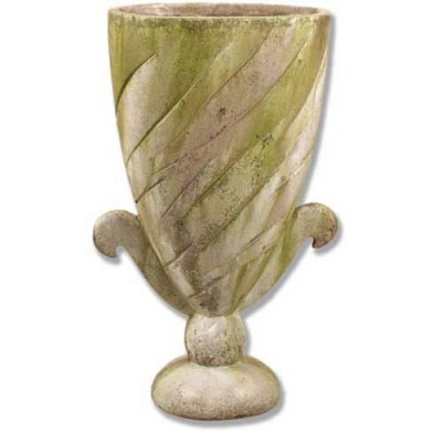 Flat Spiral Urn 35in. Fiber Stone Resin Indoor/Outdoor Garden Statue -  - FS7935