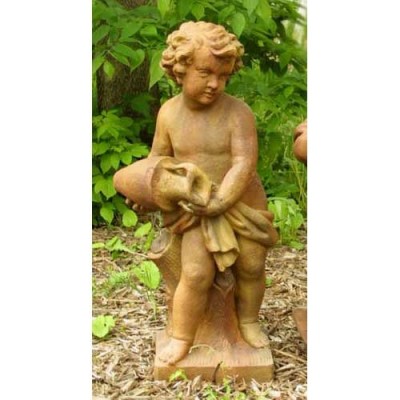 Water Pourer Cherub 38in. Fiber Stone Resin Indoor/Outdoor Statue -  - FS69170
