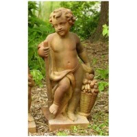 Harvest Cherub 36in. Fiberglass Resin Indoor/Outdoor Garden Statue
