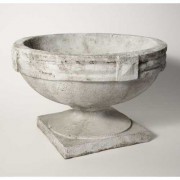 Sandy Banded Patio Urn 13in. - Fiberglass Resin - Indoor/Outdoor