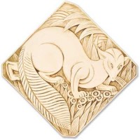 Crouching Fox Relief - Fiberglass Resin - Indoor/Outdoor Garden Statue