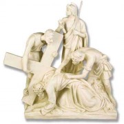 Jesus Falls The 2nd Time Station # 7 Lightweight Fiberglass Resin Outdoor Statue